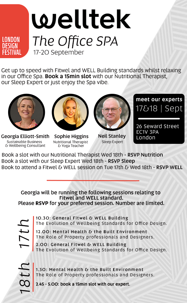 Welltek – Office Blueprint host an Office Spa during London Design Festival